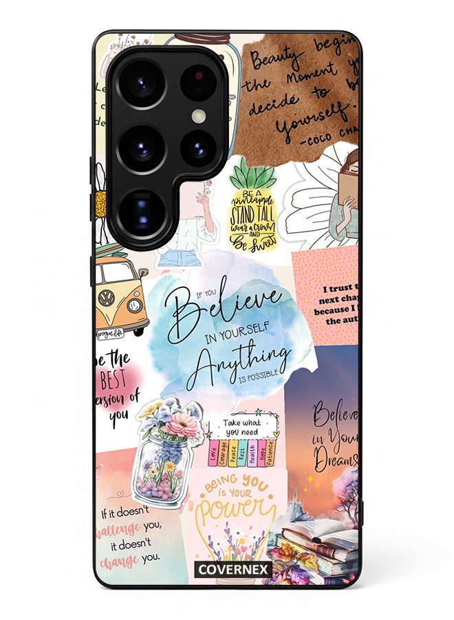 Covernex Samsung Galaxy S25 Ultra Protective Case Cover Printed Featuring Inspirational Themed with Floral and Travel Elements - Image 2
